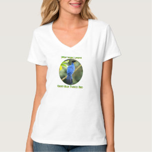 Blauer Afrikanischer Turaco-Vogel V-Ausschnitt T-Shirt