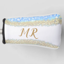 Blauer agate Gold Glitzer funkelnder Monogramm-Nam Golf Headcover