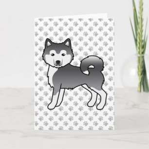 Blauer Alaskan Malamute Süßer Cartoon-Hund Karte