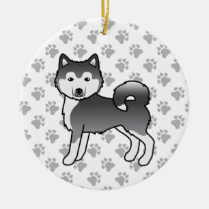 Blauer Alaskan Malamute Süßer Cartoon-Hund Keramik Ornament