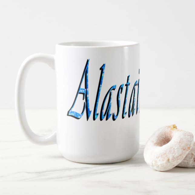 Blauer Alastair-Name, Kaffeetasse (Mit Donut)