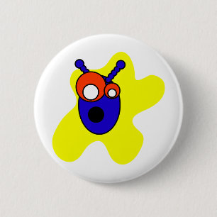 Blauer alien-Kopf Button