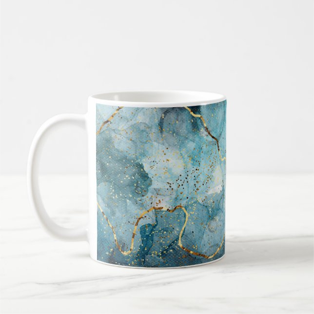 Blauer Alkoholtupfer Kaffeetasse (Links)