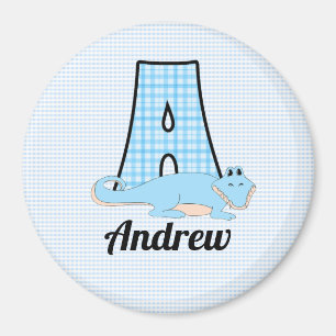 Blauer Alligator mit Monogramm A Magnet