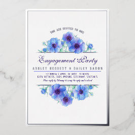 Blauer Anemon Blütenfarbe Verlobung Folieneinladung