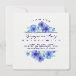 Blauer Anemon Verlobung Einladung