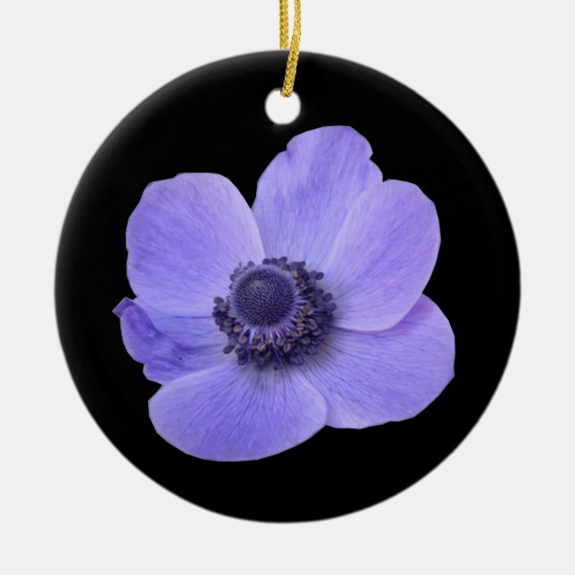 Blauer Anemone Keramik Ornament (Vorne)