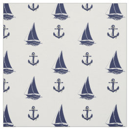 Blauer Anker/blaue SegelbootSilhouette der Marine Stoff