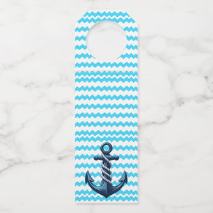 Blauer Anker mit blauen Wellen Flaschenanhänger