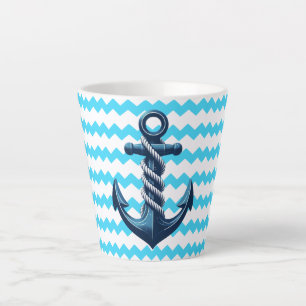 Blauer Anker mit blauen Wellen Milchtasse