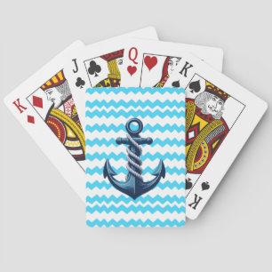 Blauer Anker mit blauen Wellen Spielkarten