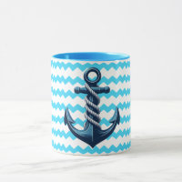 Blauer Anker mit blauen Wellen
