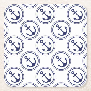 Blauer Anker nautisch Rechteckiger Pappuntersetzer