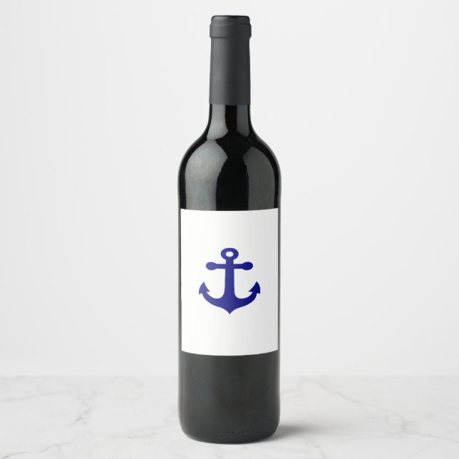 Blauer Anker nautisch  Weinetikett (Vorderseite)