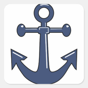 Blauer Anker Quadratischer Aufkleber