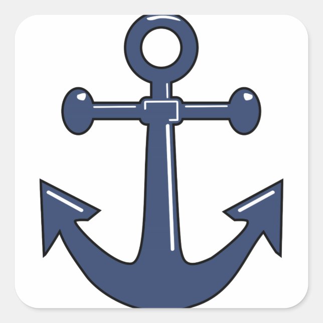 Blauer Anker Quadratischer Aufkleber (Vorderseite)