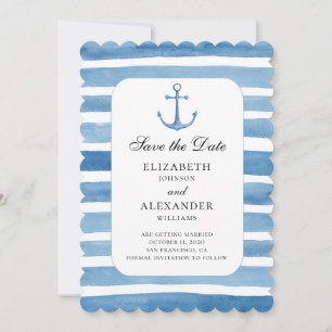 Blauer Anker Save the Date. Hochzeit von Nautical  Einladung