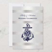 Blauer Anker Silber Weiß Marine Kreis Monogramm 33