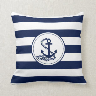 Blauer Anker Symbol maritimer Stil gestrichen Kissen