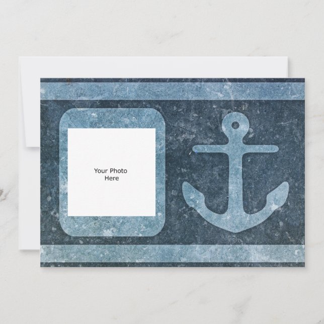 Blauer Anker Text/Foto hinzufügen Einladung (Vorderseite)
