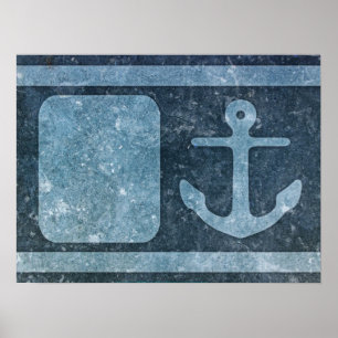 Blauer Anker Text/Foto hinzufügen Poster