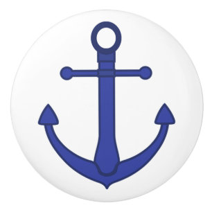 Blauer Anker-themenorientierter Keramikknauf