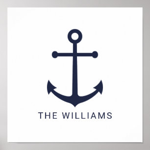Blauer Anker und Individuelle Name der Nautischen  Poster