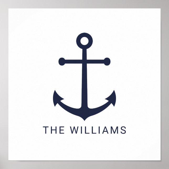 Blauer Anker und Individuelle Name der Nautischen  Poster (Vorne)