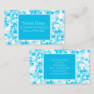 Blauer Anstrich tropischer Blumen Visitenkarte