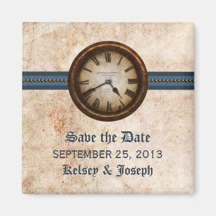 Blauer antiker Uhr-Save the Date Magnet