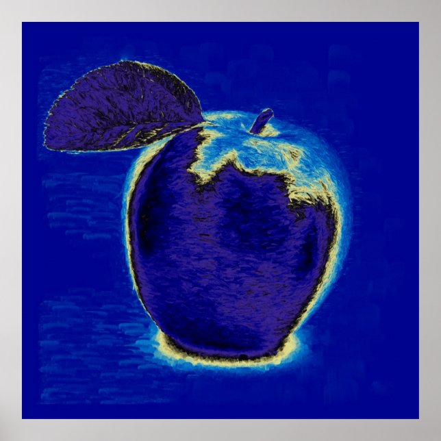 Blauer Apfel Poster (Vorne)