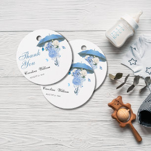 Blauer April Duschen bringen May Blume Babydusche Geschenkanhänger