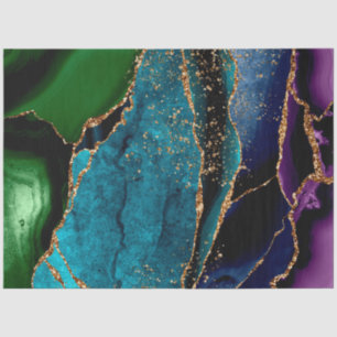 Blauer/Aquamarin/Lila Agate mit Glitzer-Venen Seidenpapier