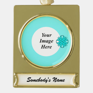 Blauer/Aquamariner Klebeschnitt Vorlage von K Yonc Banner-Ornament Gold