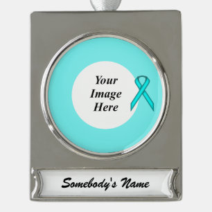 Blauer/Aquamariner Standard-Multifunktionsleisten- Banner-Ornament Silber