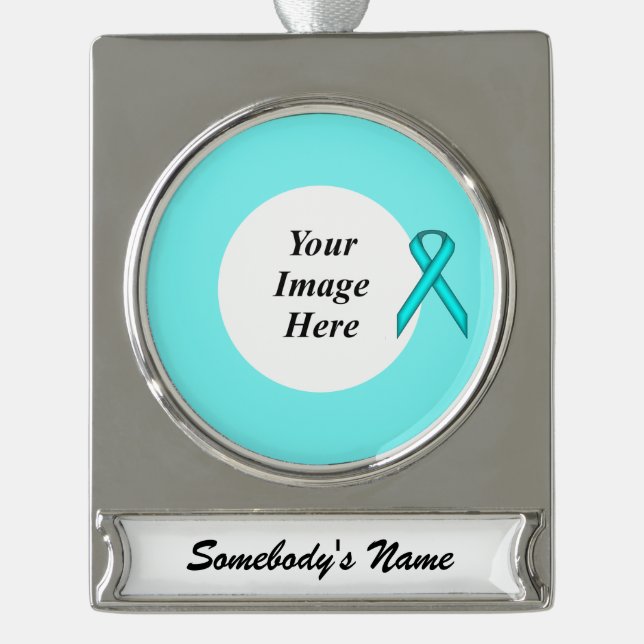 Blauer/Aquamariner Standard-Multifunktionsleisten- Banner-Ornament Silber (Vorderseite)