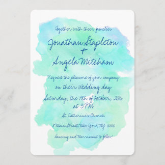 Blauer aquamariner Watercolor Vintage Einladung