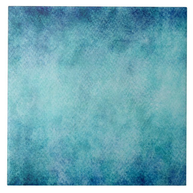 Blauer Aquarell-Türkis-Papier-Hintergrund Fliese (Vorderseite)