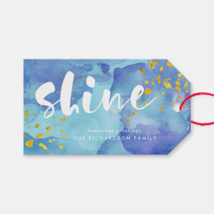 Blauer Aquarell-und des Gold  Glanz Geschenkanhänger