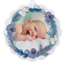 Blauer Aquarellrahmen Taufe danke