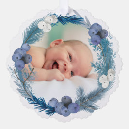 Blauer Aquarellrahmen Taufe danke Ornament Karte