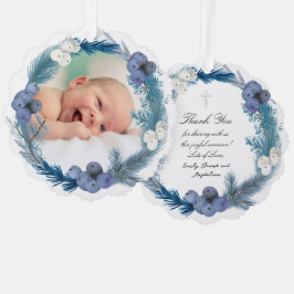 Blauer Aquarellrahmen Taufe danke Ornament Karte