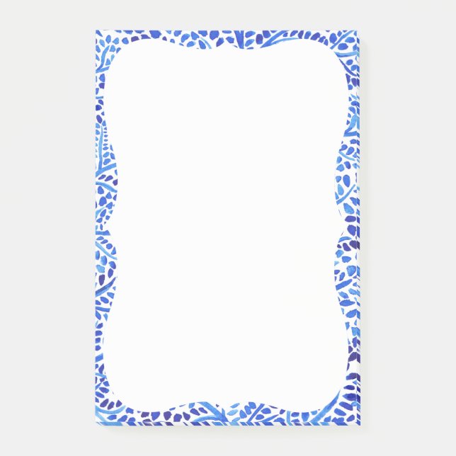 Blauer Aquarellwein, klassisch gestrichene Blätter Post-it Klebezettel (Vorderseite)