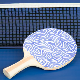 Blauer Aquarellzebra-Druck Tischtennis Schläger