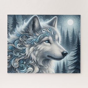 Blauer Arktischer Wolf Puzzle
