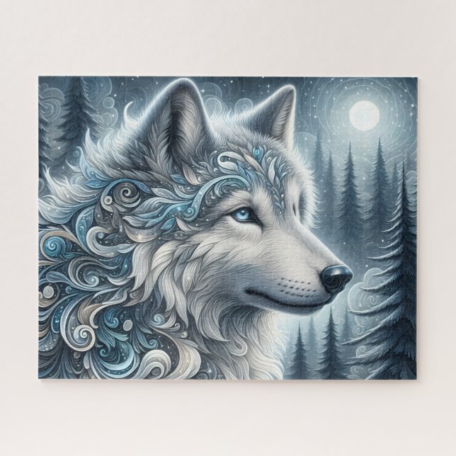 Blauer Arktischer Wolf Puzzle (Horizontal)