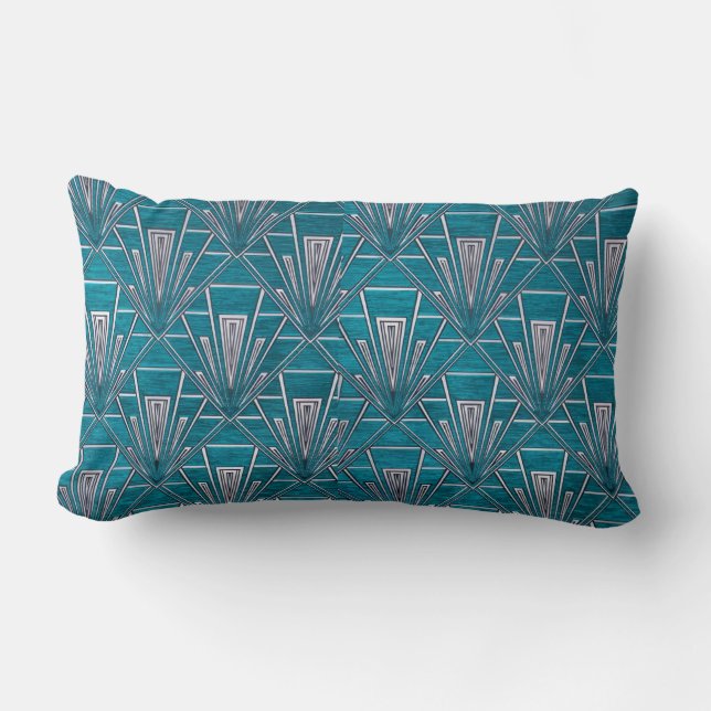 Blauer Art Deco Lendenkissen (Vorderseite)