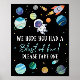 Blauer Astronaut Weltraum Blast des Fun Birthday G Poster