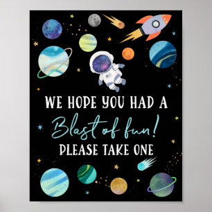 Blauer Astronaut Weltraum Blast des Fun Birthday G Poster