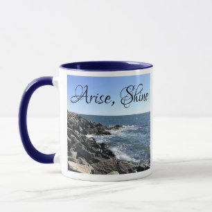Blauer Atlantik Bibel Verse Küstenwellen Tasse